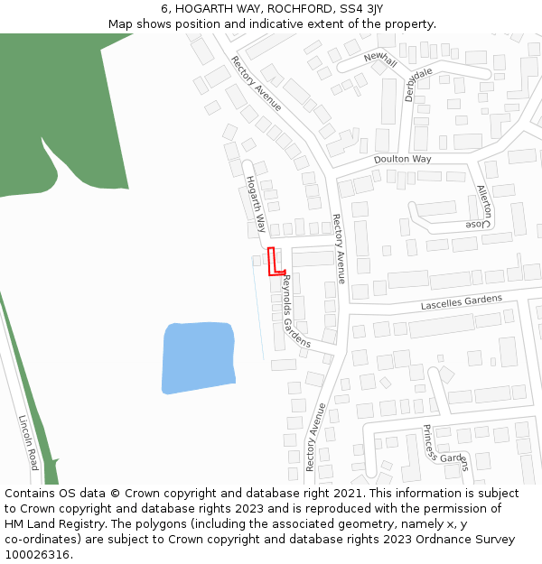 6, HOGARTH WAY, ROCHFORD, SS4 3JY: Location map and indicative extent of plot