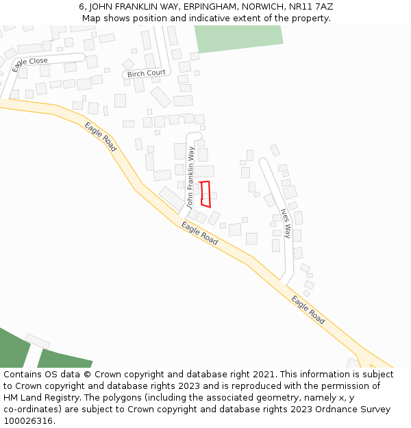 6, JOHN FRANKLIN WAY, ERPINGHAM, NORWICH, NR11 7AZ: Location map and indicative extent of plot