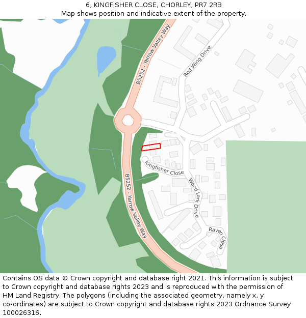 6, KINGFISHER CLOSE, CHORLEY, PR7 2RB: Location map and indicative extent of plot