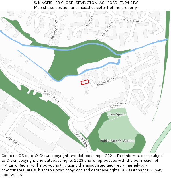 6, KINGFISHER CLOSE, SEVINGTON, ASHFORD, TN24 0TW: Location map and indicative extent of plot