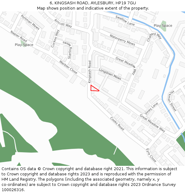 6, KINGSASH ROAD, AYLESBURY, HP19 7GU: Location map and indicative extent of plot