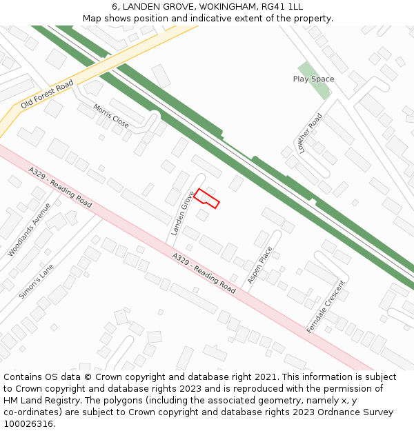 6, LANDEN GROVE, WOKINGHAM, RG41 1LL: Location map and indicative extent of plot