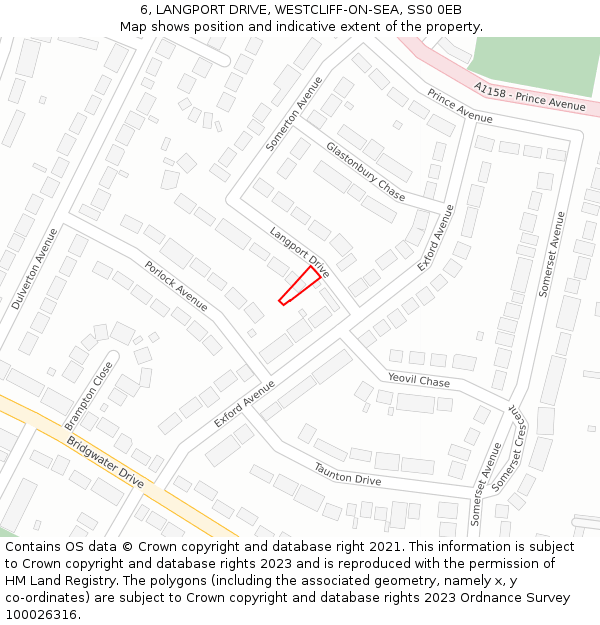 6, LANGPORT DRIVE, WESTCLIFF-ON-SEA, SS0 0EB: Location map and indicative extent of plot