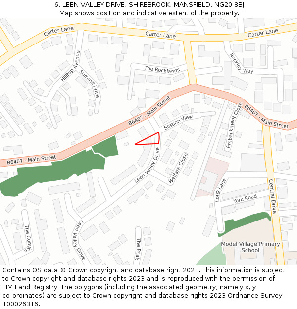 6, LEEN VALLEY DRIVE, SHIREBROOK, MANSFIELD, NG20 8BJ: Location map and indicative extent of plot