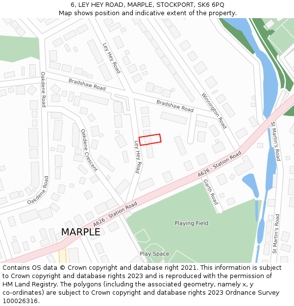 6, LEY HEY ROAD, MARPLE, STOCKPORT, SK6 6PQ: Location map and indicative extent of plot