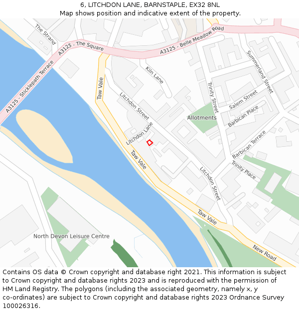 6, LITCHDON LANE, BARNSTAPLE, EX32 8NL: Location map and indicative extent of plot