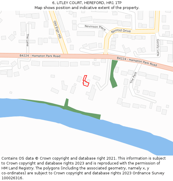 6, LITLEY COURT, HEREFORD, HR1 1TP: Location map and indicative extent of plot