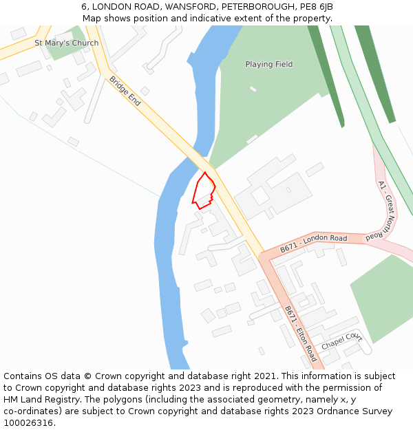 6, LONDON ROAD, WANSFORD, PETERBOROUGH, PE8 6JB: Location map and indicative extent of plot