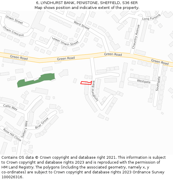 6, LYNDHURST BANK, PENISTONE, SHEFFIELD, S36 6ER: Location map and indicative extent of plot