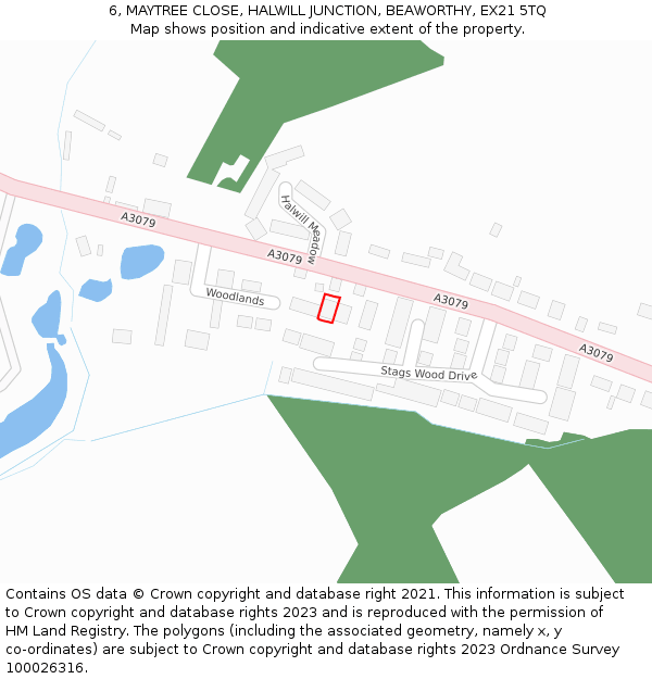 6, MAYTREE CLOSE, HALWILL JUNCTION, BEAWORTHY, EX21 5TQ: Location map and indicative extent of plot