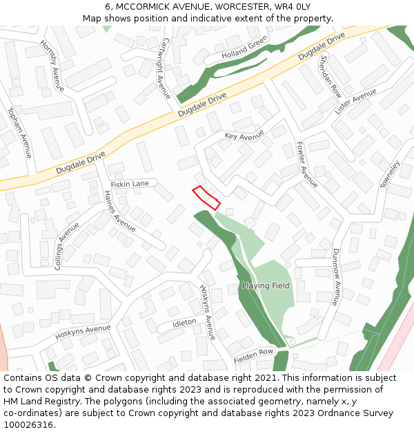 6, MCCORMICK AVENUE, WORCESTER, WR4 0LY: Location map and indicative extent of plot