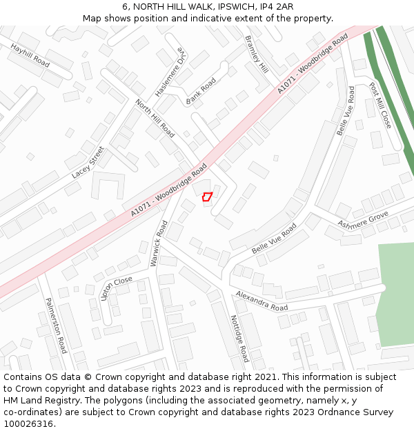 6, NORTH HILL WALK, IPSWICH, IP4 2AR: Location map and indicative extent of plot