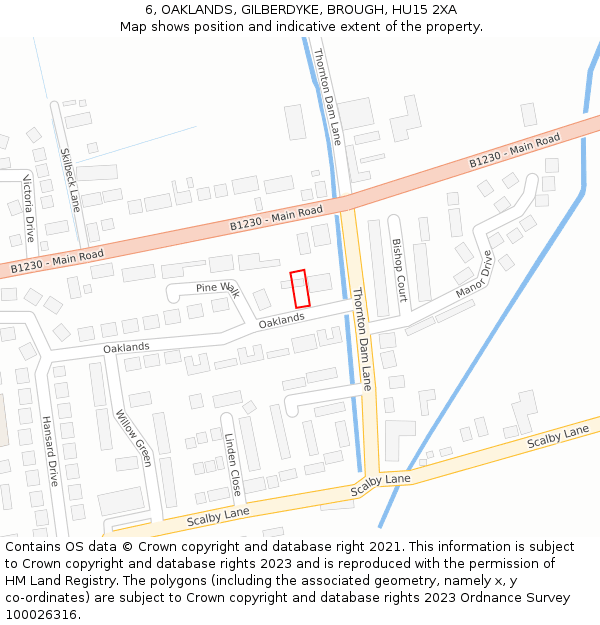 6, OAKLANDS, GILBERDYKE, BROUGH, HU15 2XA: Location map and indicative extent of plot