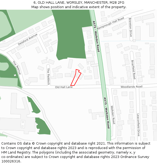 6, OLD HALL LANE, WORSLEY, MANCHESTER, M28 2FG: Location map and indicative extent of plot