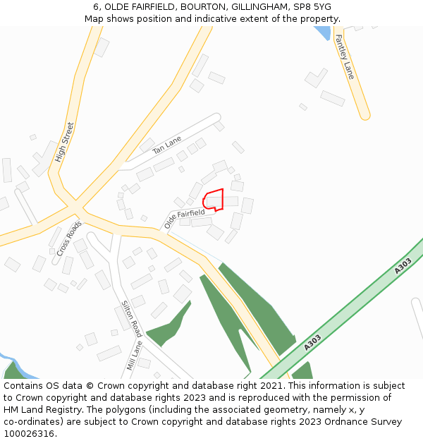 6, OLDE FAIRFIELD, BOURTON, GILLINGHAM, SP8 5YG: Location map and indicative extent of plot