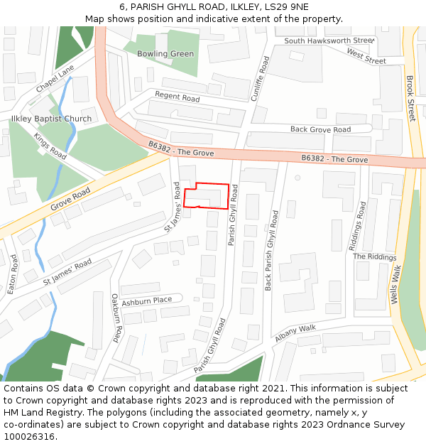 6, PARISH GHYLL ROAD, ILKLEY, LS29 9NE: Location map and indicative extent of plot