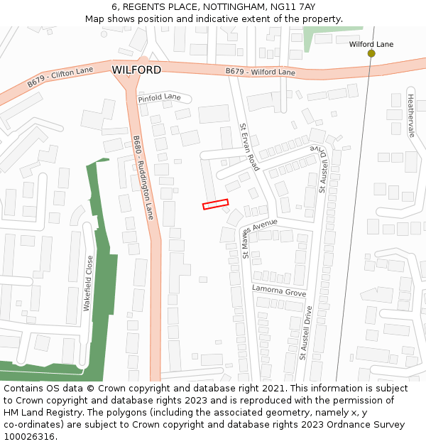 6, REGENTS PLACE, NOTTINGHAM, NG11 7AY: Location map and indicative extent of plot