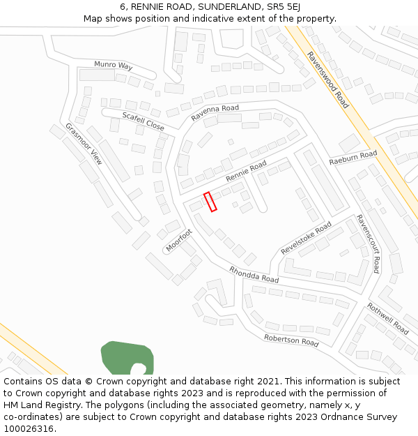 6, RENNIE ROAD, SUNDERLAND, SR5 5EJ: Location map and indicative extent of plot