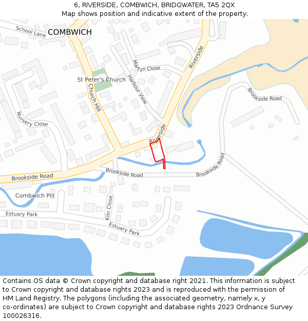 6, RIVERSIDE, COMBWICH, BRIDGWATER, TA5 2QX: Location map and indicative extent of plot