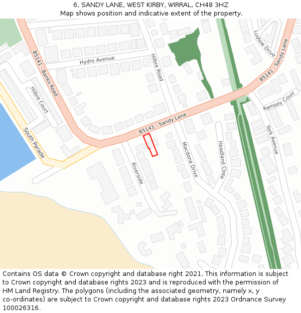 6, SANDY LANE, WEST KIRBY, WIRRAL, CH48 3HZ: Location map and indicative extent of plot