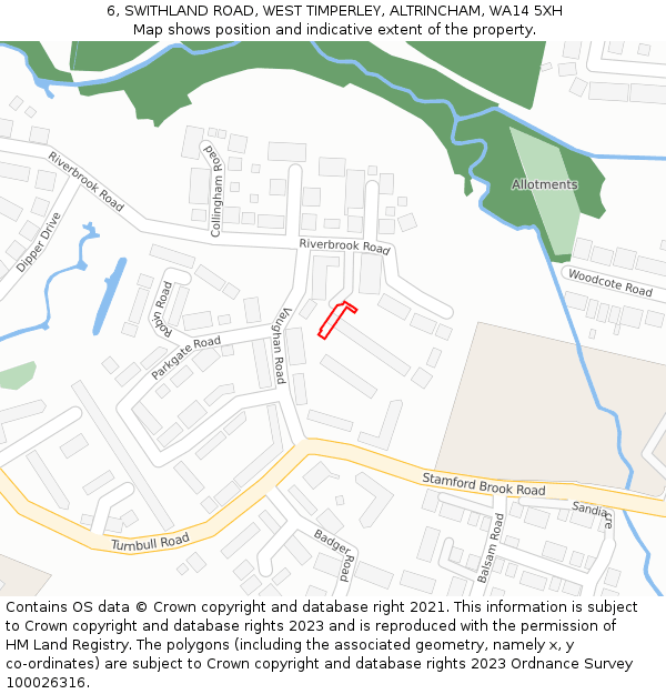 6, SWITHLAND ROAD, WEST TIMPERLEY, ALTRINCHAM, WA14 5XH: Location map and indicative extent of plot