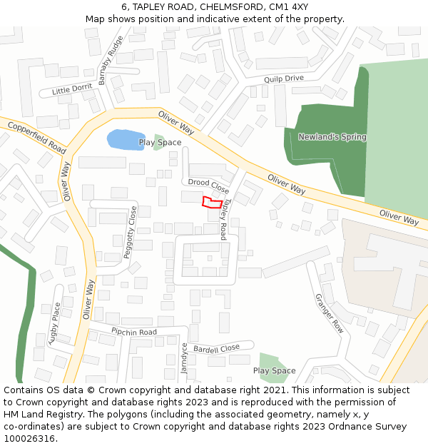 6, TAPLEY ROAD, CHELMSFORD, CM1 4XY: Location map and indicative extent of plot