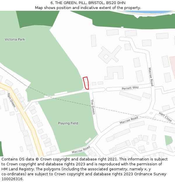 6, THE GREEN, PILL, BRISTOL, BS20 0HN: Location map and indicative extent of plot