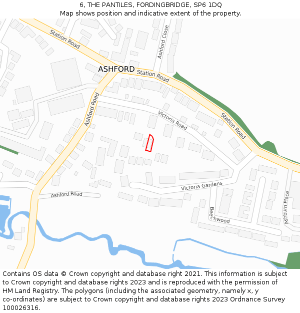 6, THE PANTILES, FORDINGBRIDGE, SP6 1DQ: Location map and indicative extent of plot