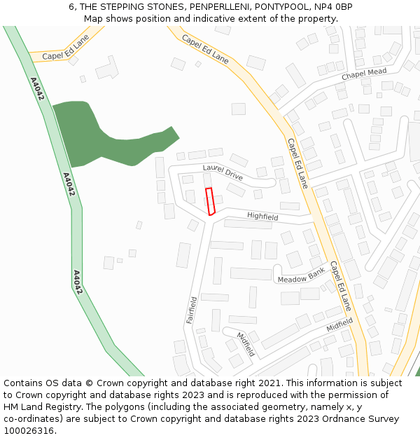 6, THE STEPPING STONES, PENPERLLENI, PONTYPOOL, NP4 0BP: Location map and indicative extent of plot