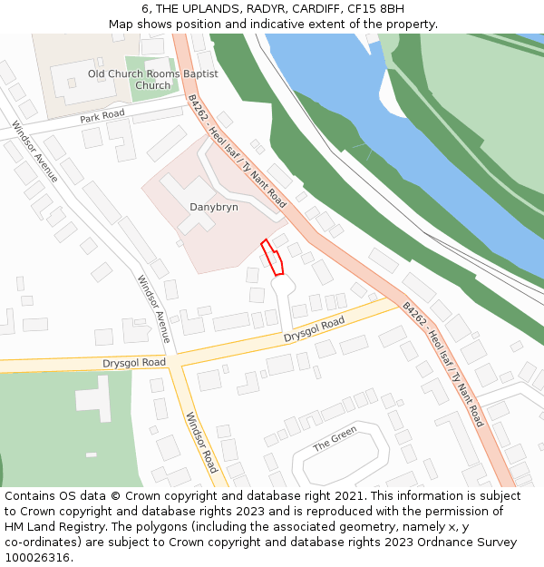 6, THE UPLANDS, RADYR, CARDIFF, CF15 8BH: Location map and indicative extent of plot