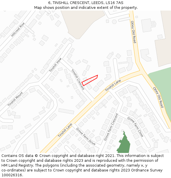 6, TINSHILL CRESCENT, LEEDS, LS16 7AS: Location map and indicative extent of plot