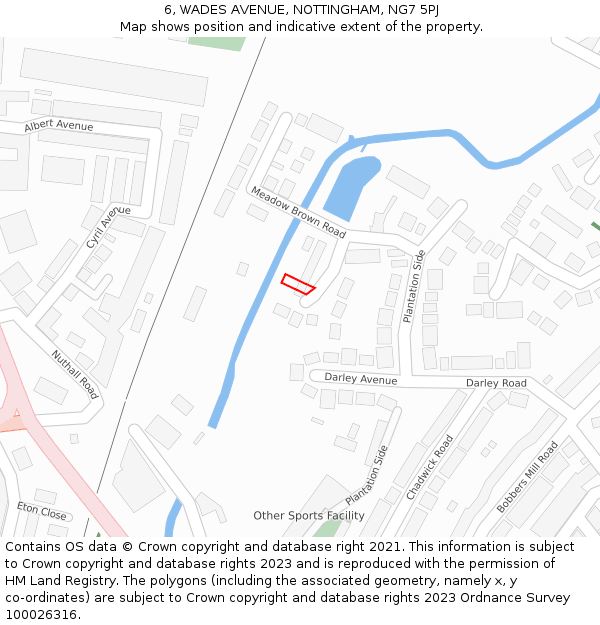 6, WADES AVENUE, NOTTINGHAM, NG7 5PJ: Location map and indicative extent of plot