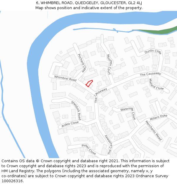 6, WHIMBREL ROAD, QUEDGELEY, GLOUCESTER, GL2 4LJ: Location map and indicative extent of plot