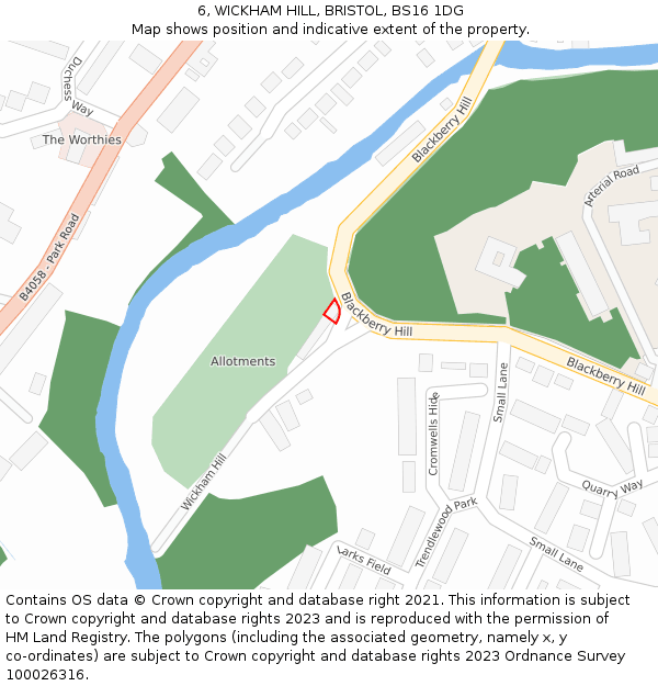 6, WICKHAM HILL, BRISTOL, BS16 1DG: Location map and indicative extent of plot