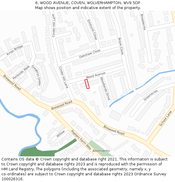 6, WOOD AVENUE, COVEN, WOLVERHAMPTON, WV9 5DP: Location map and indicative extent of plot