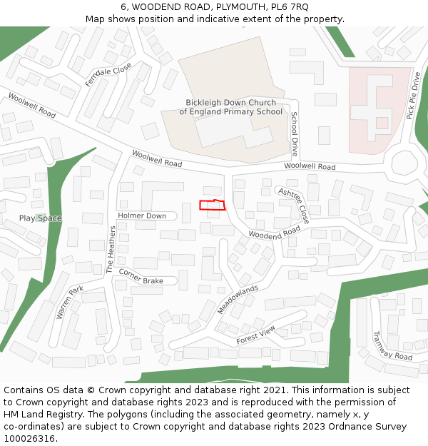 6, WOODEND ROAD, PLYMOUTH, PL6 7RQ: Location map and indicative extent of plot