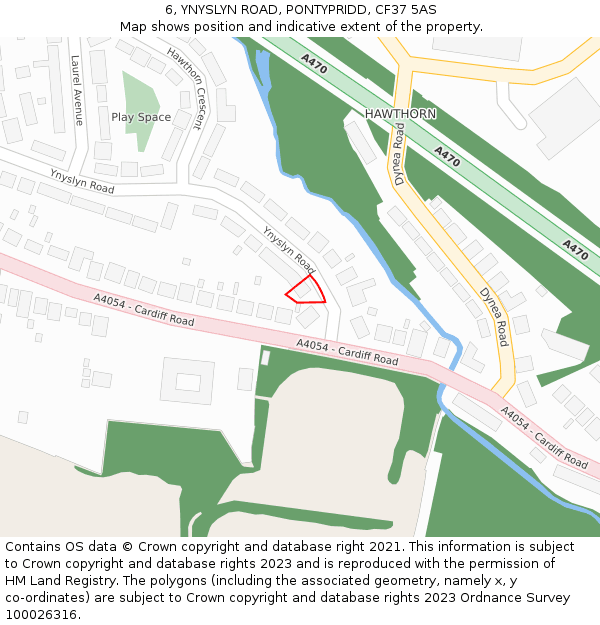 6, YNYSLYN ROAD, PONTYPRIDD, CF37 5AS: Location map and indicative extent of plot