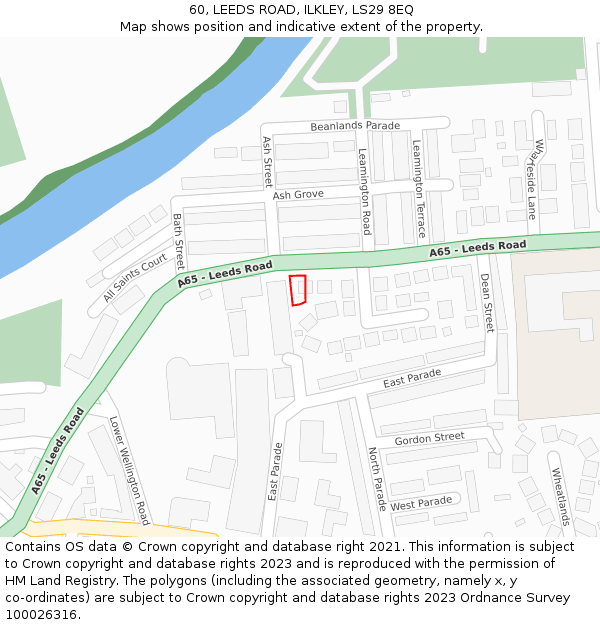 60, LEEDS ROAD, ILKLEY, LS29 8EQ: Location map and indicative extent of plot