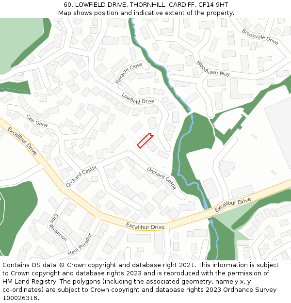 60, LOWFIELD DRIVE, THORNHILL, CARDIFF, CF14 9HT: Location map and indicative extent of plot