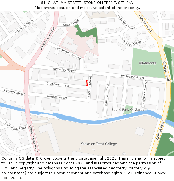 61, CHATHAM STREET, STOKE-ON-TRENT, ST1 4NY: Location map and indicative extent of plot