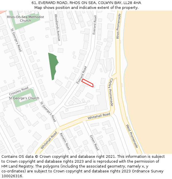 61, EVERARD ROAD, RHOS ON SEA, COLWYN BAY, LL28 4HA: Location map and indicative extent of plot