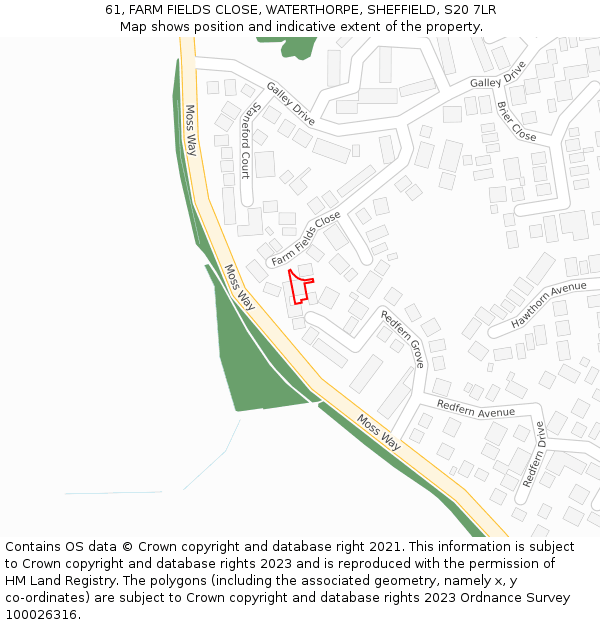 61, FARM FIELDS CLOSE, WATERTHORPE, SHEFFIELD, S20 7LR: Location map and indicative extent of plot