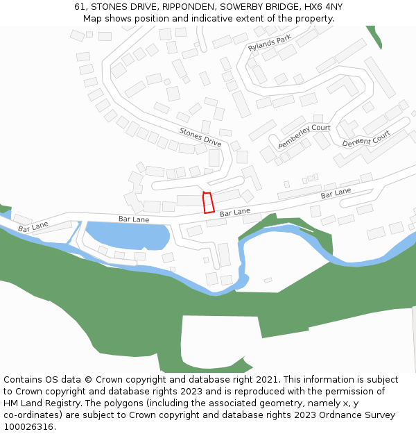 61, STONES DRIVE, RIPPONDEN, SOWERBY BRIDGE, HX6 4NY: Location map and indicative extent of plot