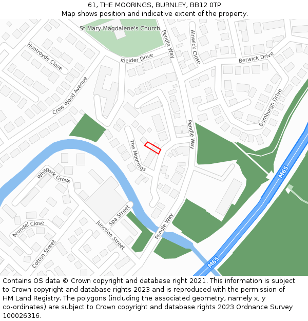 61, THE MOORINGS, BURNLEY, BB12 0TP: Location map and indicative extent of plot