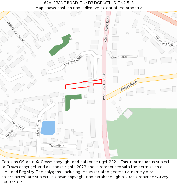 62A, FRANT ROAD, TUNBRIDGE WELLS, TN2 5LR: Location map and indicative extent of plot