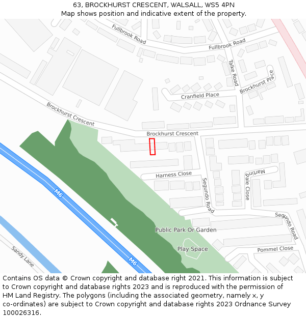 63, BROCKHURST CRESCENT, WALSALL, WS5 4PN: Location map and indicative extent of plot