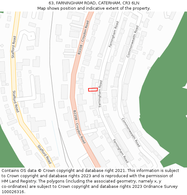 63, FARNINGHAM ROAD, CATERHAM, CR3 6LN: Location map and indicative extent of plot