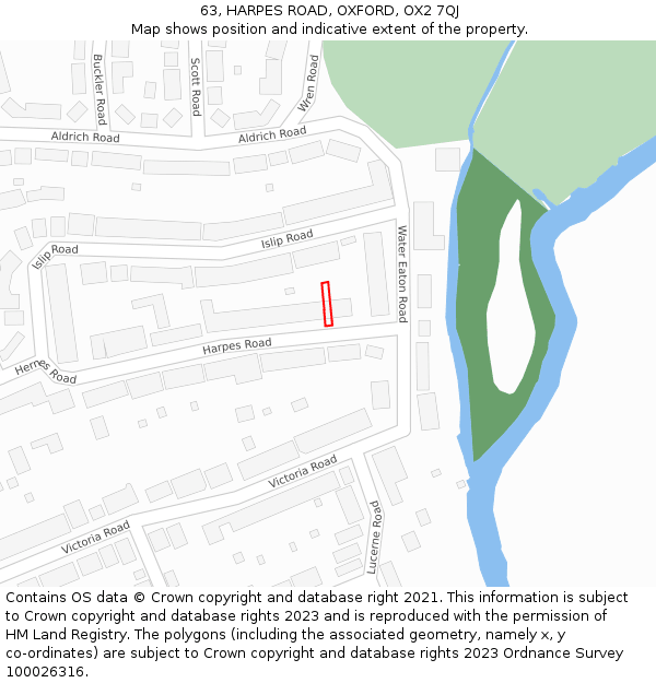 63, HARPES ROAD, OXFORD, OX2 7QJ: Location map and indicative extent of plot