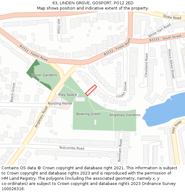 63, LINDEN GROVE, GOSPORT, PO12 2ED: Location map and indicative extent of plot