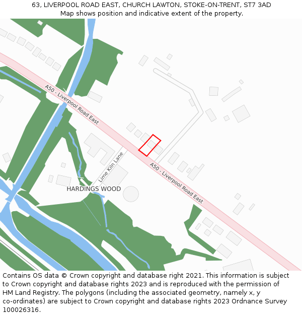 63, LIVERPOOL ROAD EAST, CHURCH LAWTON, STOKE-ON-TRENT, ST7 3AD: Location map and indicative extent of plot